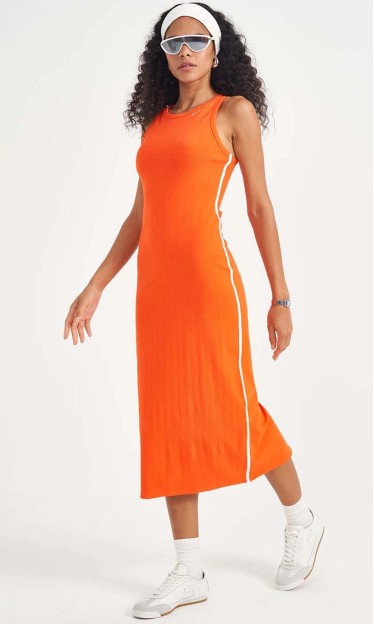 Vestido Canelado Laranja Disco Colcci Ref 15893