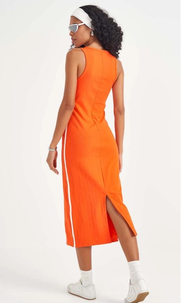 Vestido Canelado Laranja Disco Colcci Ref 15893