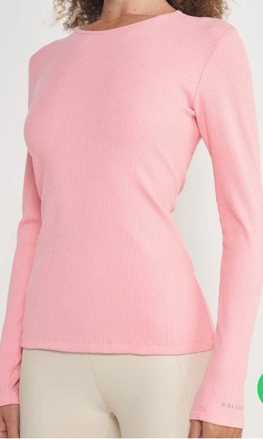 Blusa Canelada Manga Longa Rosa ref 13421