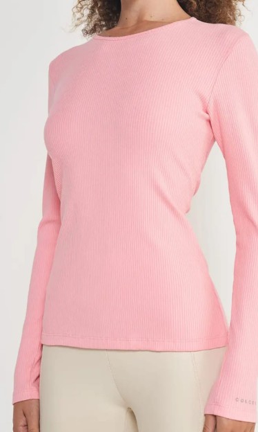 Blusa Canelada Manga Longa Rosa ref 13421