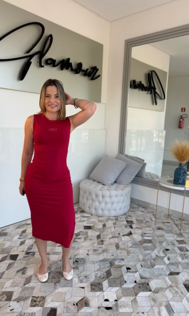 Vestido Canelado Colcci Vermelho Potter Ref 13762