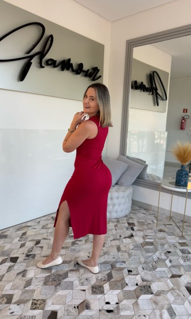 Vestido Canelado Colcci Vermelho Potter Ref 13762
