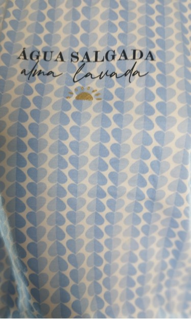 Camisola Manga Curta Azul "Agua Salgada Alma Lavada " 