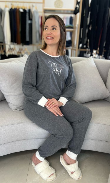 Pijama Manga Longa Cinza