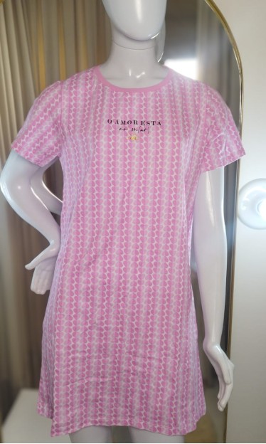 Camisola Manga Curta Rosa "O Amor Está no Mar" 