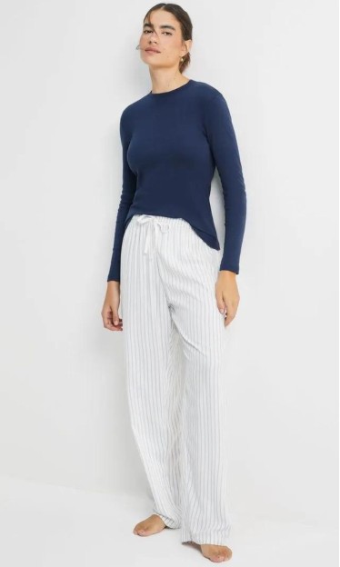 Calça Pijama Em Viscose Listrado
