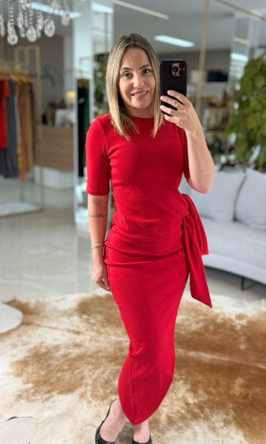 Vestido Midi Manga Curta Lança Perfume Ref 15485