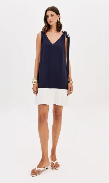 Vestido Curto Sem Manga Azul Lança Perfume Ref 14984