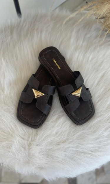 Rasteira H Com Enfeite Lança Perfume Marrom Ref 15259