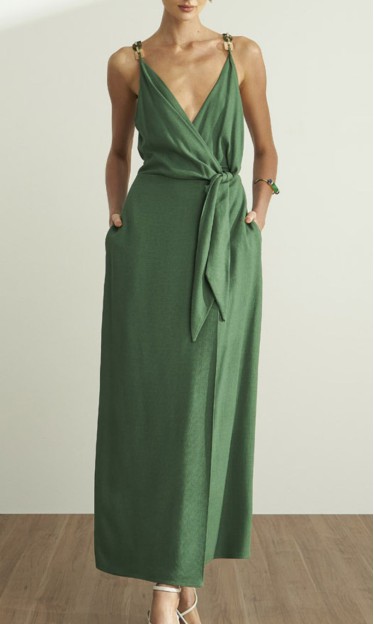 Vestido Midi Transpassado Verde