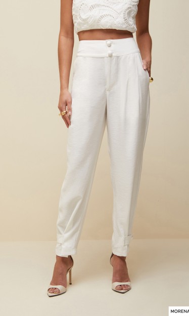 Calça Alfaiataria Reta Off White