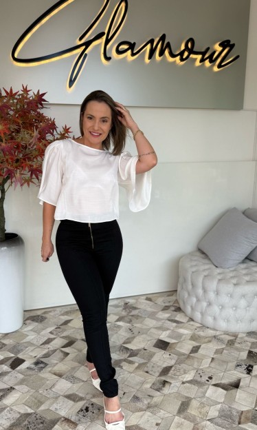 Calça Skinny Alta Preto Morena Rosa ref 13349