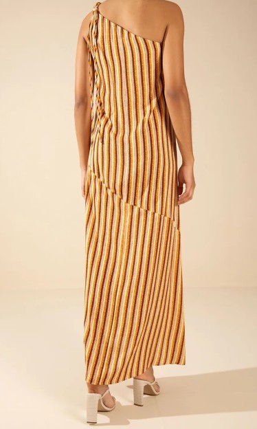 Vestido Solto Um Ombro Só Sem Manga Midi Morena Rosa Ref 15735