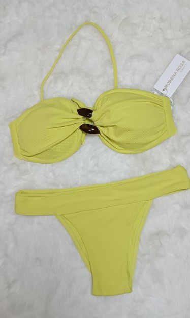 Biquini Tomara Detalhe Elo Amarelo Morena Rosa Ref 8087