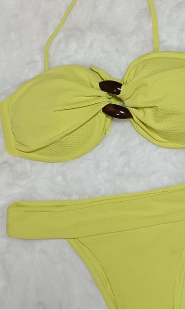Biquini Tomara Detalhe Elo Amarelo Morena Rosa Ref 8087