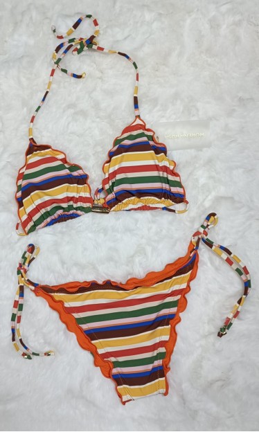 Biquíni Cortininha Com Ponteiras Morena Rosa Ref 10590