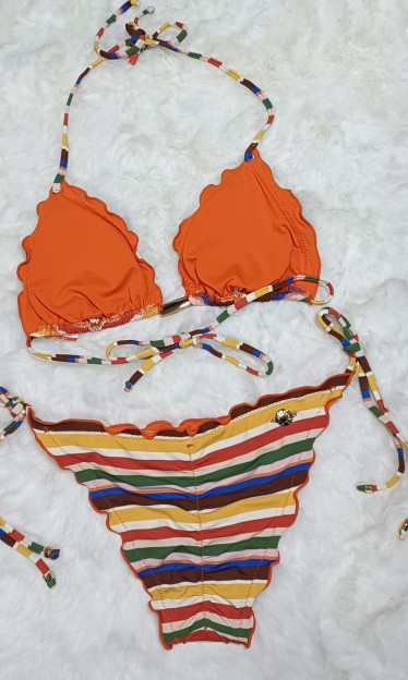 Biquíni Cortininha Com Ponteiras Morena Rosa Ref 10590