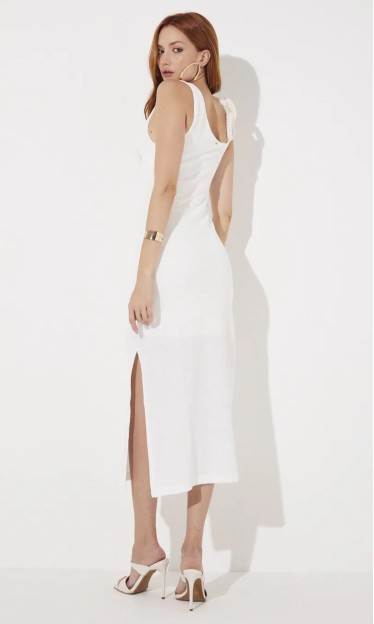 Vestido Midi Com Alça De Crochê Off Shell Sommer Ref 12090