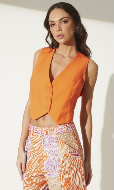 Colete Em Linho Com Fivela Sommer
