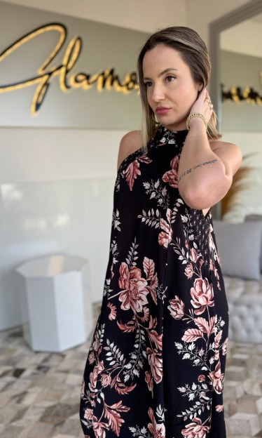Vestido Longo Halter Estampa Floral Sommer Ref 14497