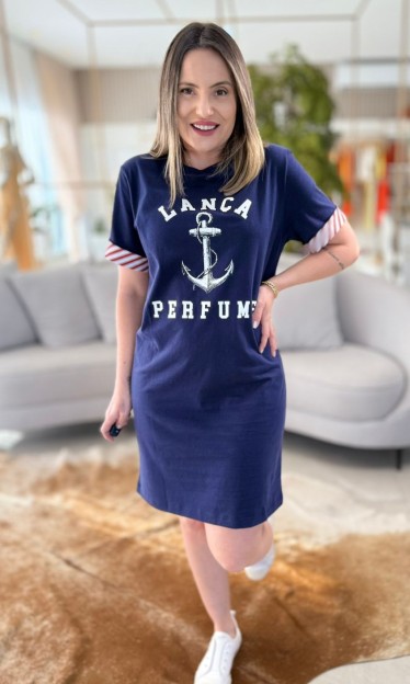Vestido T-Shirt Manga Curta Lança Perfume Ref 15486