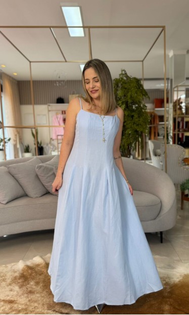 Vestido Linho Sommer Azul Tranquil Blue Ref 15915