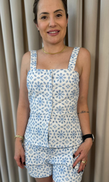 Blusa Bordada Azul Sommer 