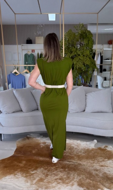 Vestido Sommer Com Ombreiras Verde Serrano Ref 14115