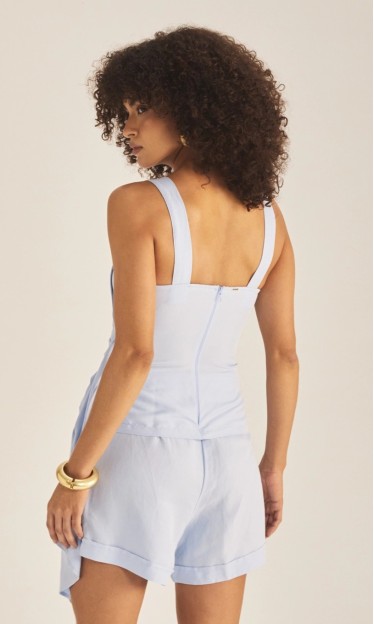 Blusa Linho Azul Tranquilo Sommer Ref 15352