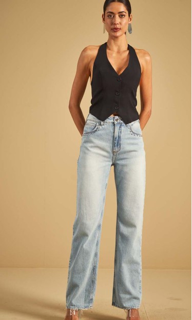 Calça Jeans Reta Com Aplicações Sommer 