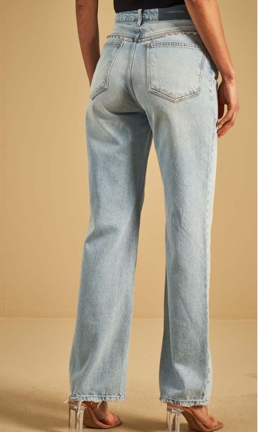 Calça Jeans Reta Com Aplicações Sommer 