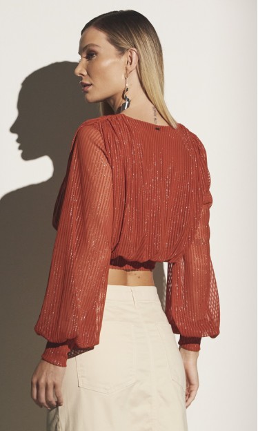 Blusa Tule Manga Longa Sommer