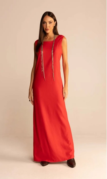 Vestido Linho Sommer Vermelho Mars Ref 14500