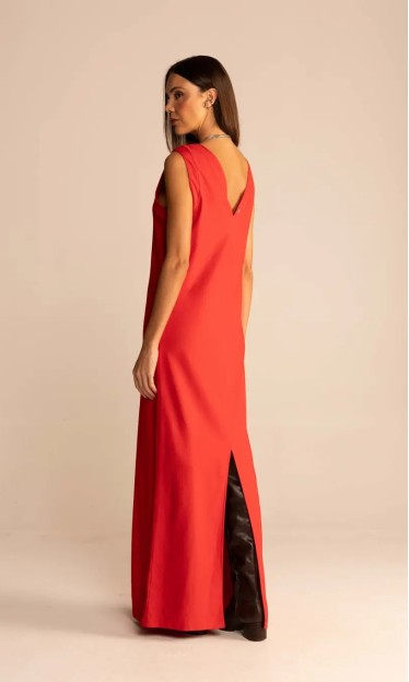 Vestido Linho Sommer Vermelho Mars Ref 14500