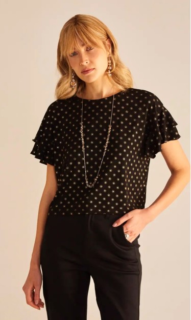 Camiseta Manga Curta Com Babados Sommer Ref 14494