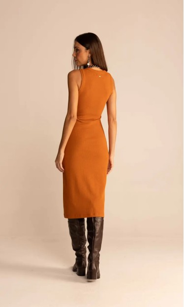 Vestido Cutout Marrom Cool Sommer Ref 14566