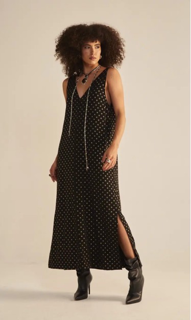 Vestido Reto Midi Com Fenda Sommer Ref 14571