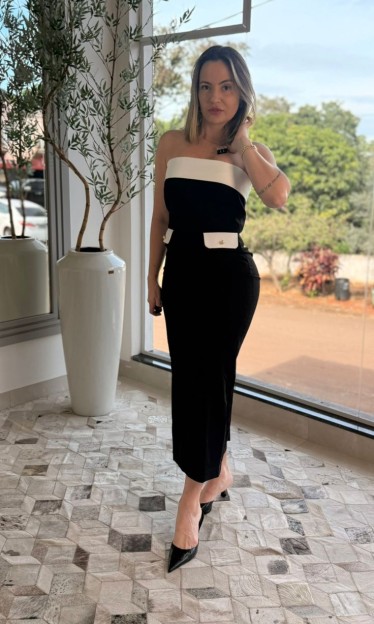 Vestido Midi Bicolor Carlota Costa Ref 14820