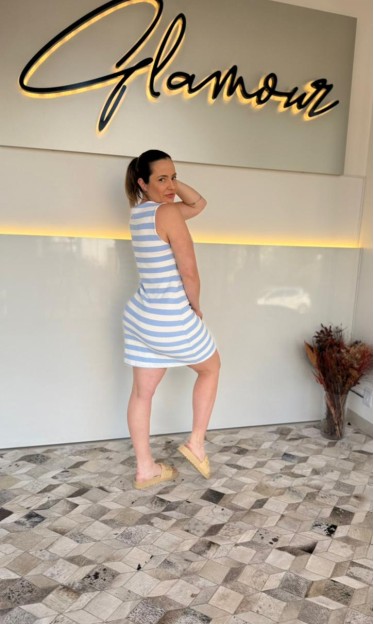 Vestido Listrado Sommer Azul Curto Ref 11135
