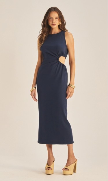 Vestido Canelado Azul Olympic Sommer Ref 15650