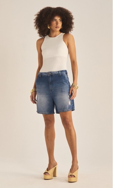 Bermuda Jeans Boyfriend Indigo Ref 15642